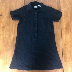 Basco Basic Black Collared Mini T shirt dress size L Large